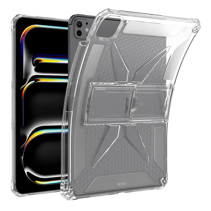 For iPad Pro 11 (2025) / 11 (2024) Clear Case Kickstand Shockproof TPU + PC Tablet Cover with Pen Slot - 2