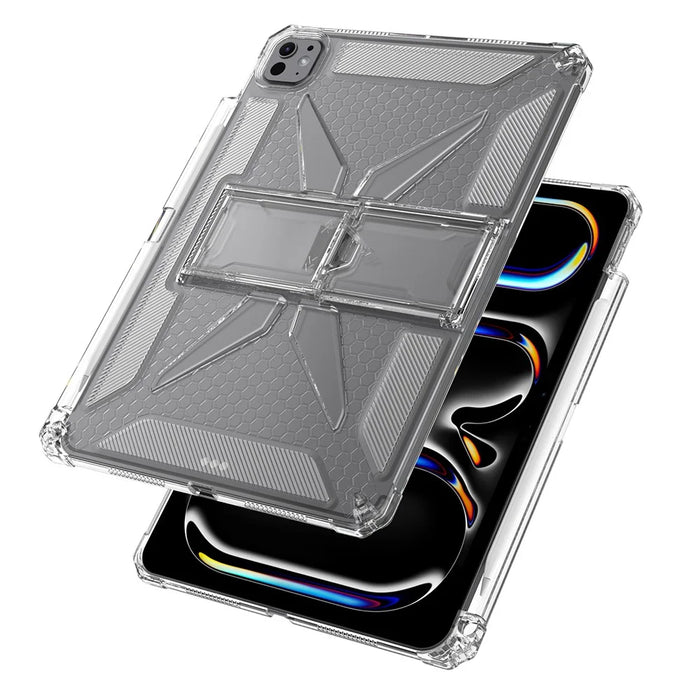 For iPad Pro 11 (2025) / 11 (2024) Clear Case Kickstand Shockproof TPU + PC Tablet Cover with Pen Slot - 3