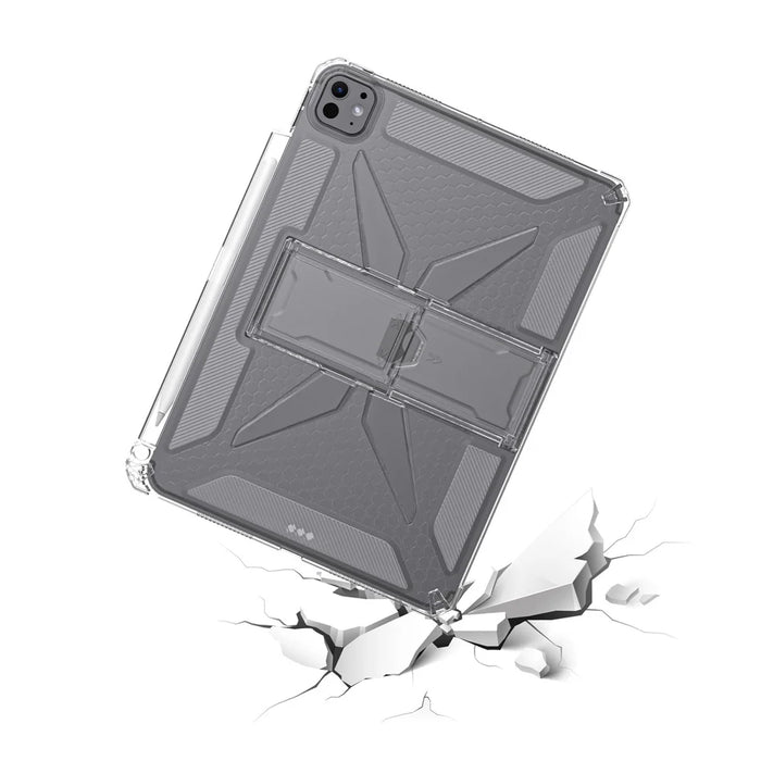 For iPad Pro 11 (2025) / 11 (2024) Clear Case Kickstand Shockproof TPU + PC Tablet Cover with Pen Slot - 5