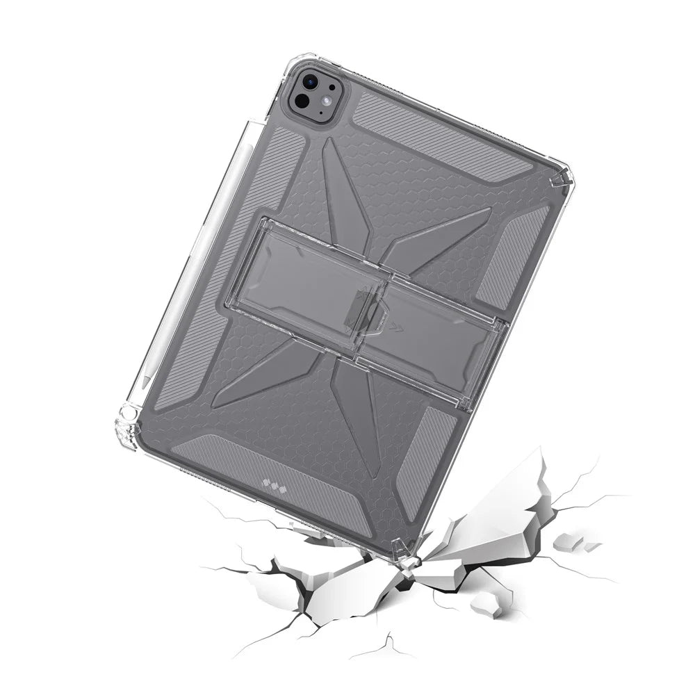 For iPad Pro 13 (2025) / 13 (2024) Clear Case Kickstand Shockproof TPU + PC Tablet Cover with Pen Slot - 5