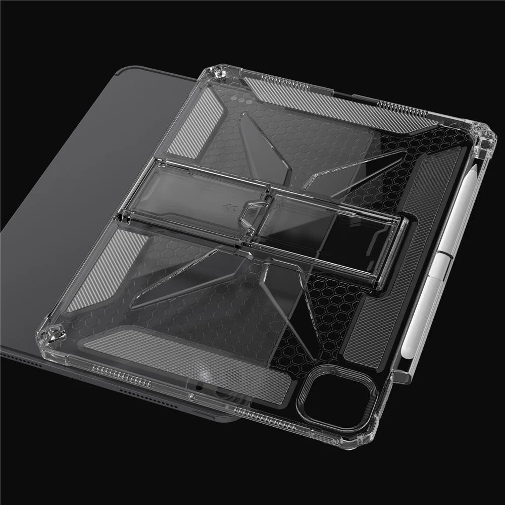 For iPad Pro 13 (2025) / 13 (2024) Clear Case Kickstand Shockproof TPU + PC Tablet Cover with Pen Slot - 7