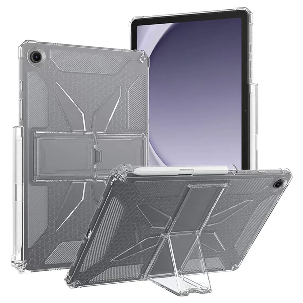 For Samsung Galaxy Tab A9 Clear Case Kickstand Shockproof TPU + PC Tablet Cover with Pen Slot - 1