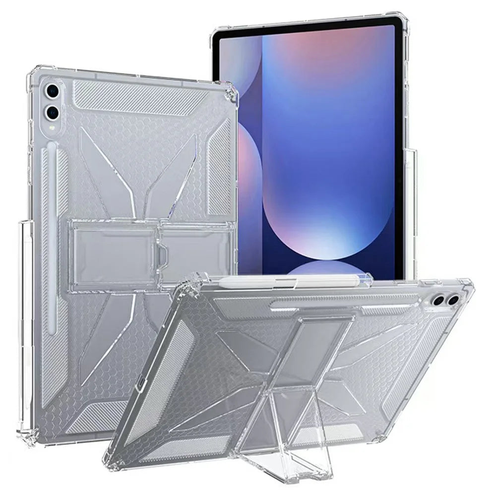 For Samsung Galaxy Tab S9 FE+ Clear Case Kickstand Shockproof TPU + PC Tablet Cover with Pen Slot - 1