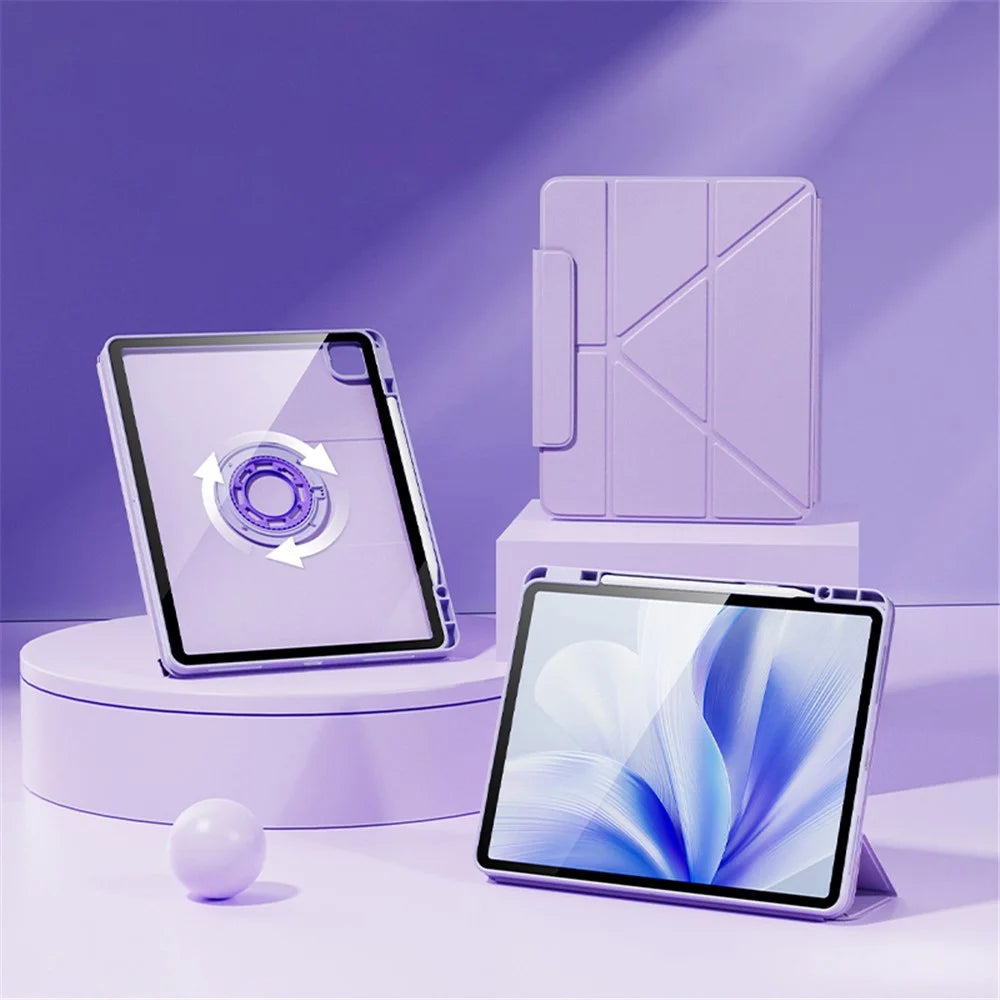 Tablet Case For iPad Pro 11 (2022) / (2021) / (2020) / (2018) , Folding Stand Magnetic Detachable Cover with Auto Sleep Wake - Purple - 1