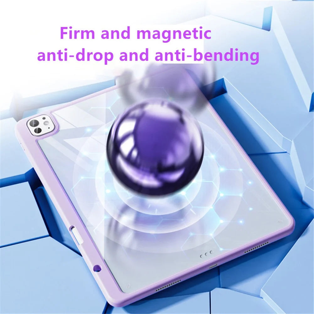 Tablet Case For iPad Pro 11 (2022) / (2021) / (2020) / (2018) , Folding Stand Magnetic Detachable Cover with Auto Sleep Wake - Purple - 2
