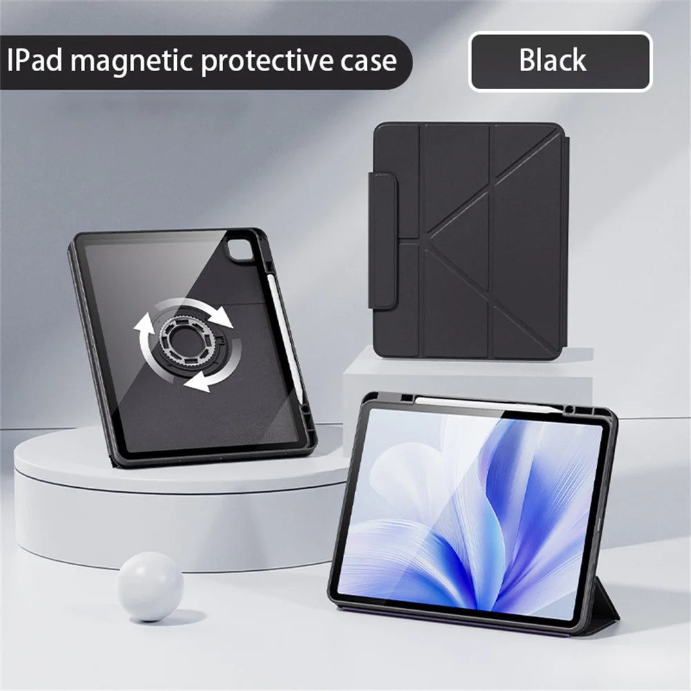 For iPad Pro 13 (2025) / 13 (2024) Case Folding Stand Magnetic Detachable Tablet Cover with Auto Sleep Wake - Black - 5