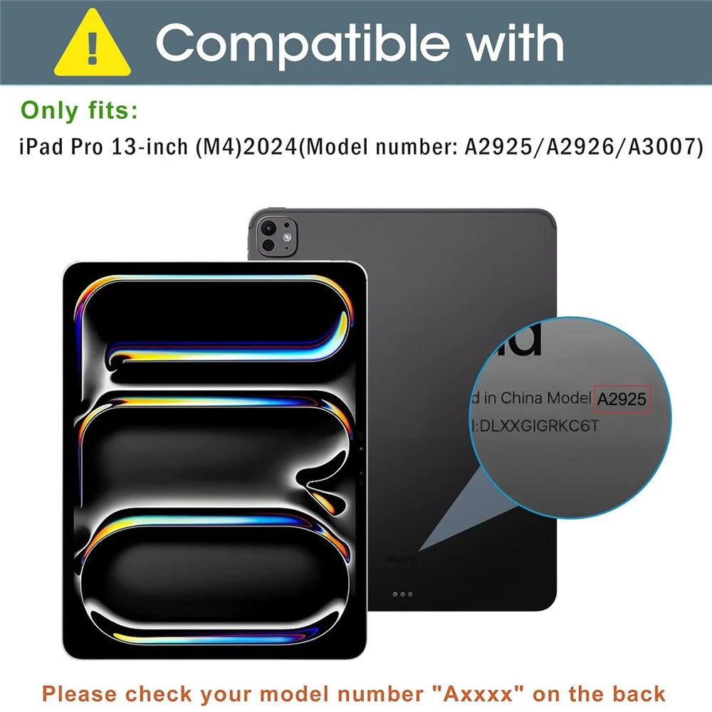 For iPad Pro 13 (2025) / 13 (2024) Case Folding Stand Magnetic Detachable Tablet Cover with Auto Sleep Wake - Black - 6
