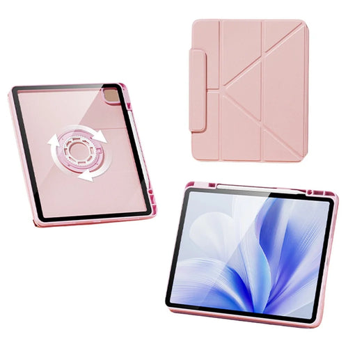 Tablet Case For iPad Air 13 (2026) / (2025) / (2024) / iPad Pro 12.9 (2022) / (2021) / (2020) / (2018) , Stand Magnetic Detachable Cover with Auto Sleep Wake - Pink - 1