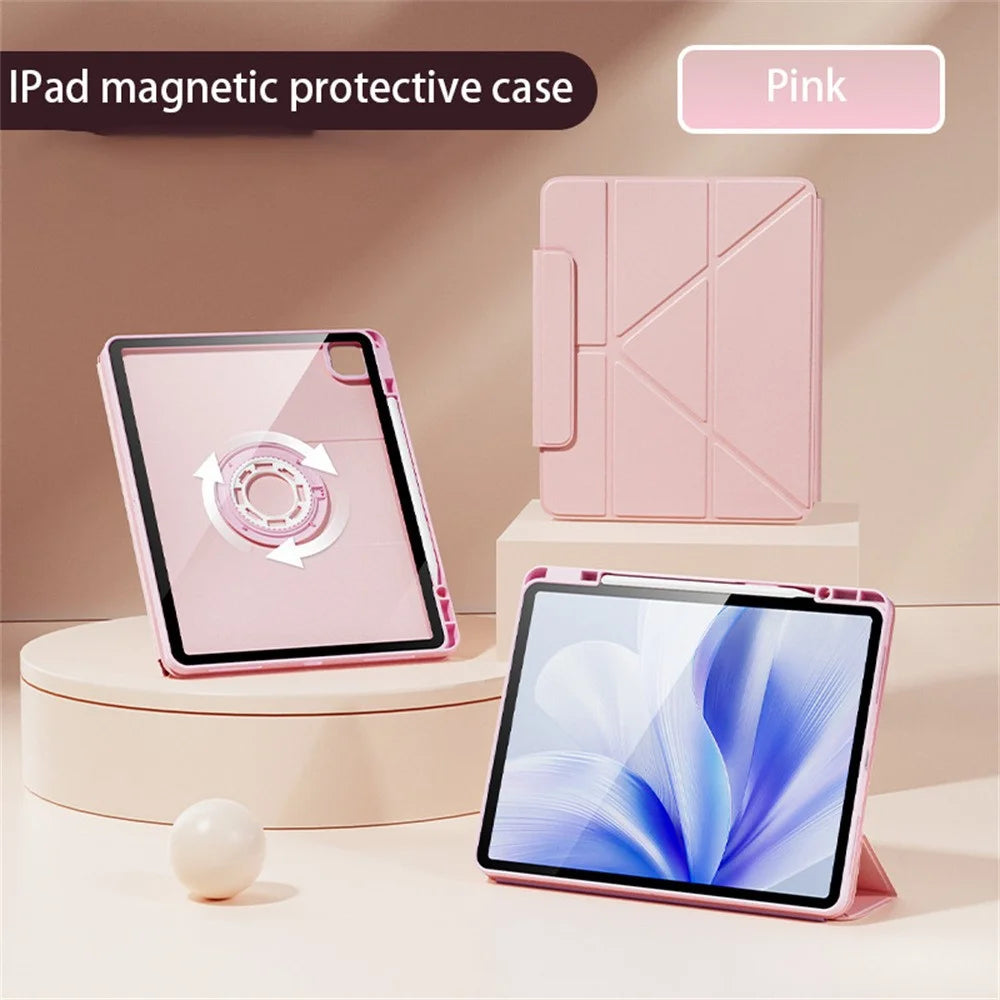 Tablet Case For iPad Air 13 (2026) / (2025) / (2024) / iPad Pro 12.9 (2022) / (2021) / (2020) / (2018) , Stand Magnetic Detachable Cover with Auto Sleep Wake - Pink - 5