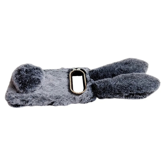 For Google Pixel 10 Pro XL Case Plush Cute Bunny Winter Fluffy TPU Phone Cover - Dark Grey - 3