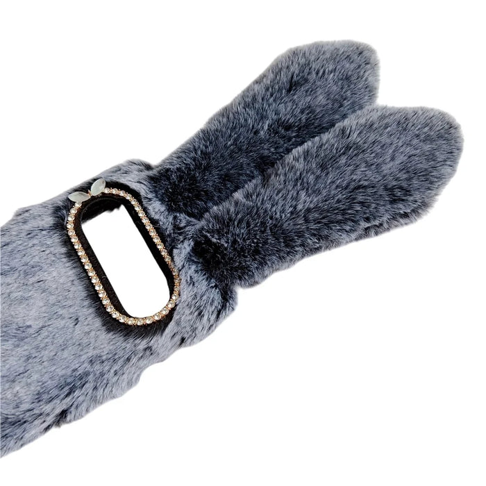 For Google Pixel 10 Pro XL Case Plush Cute Bunny Winter Fluffy TPU Phone Cover - Dark Grey - 6