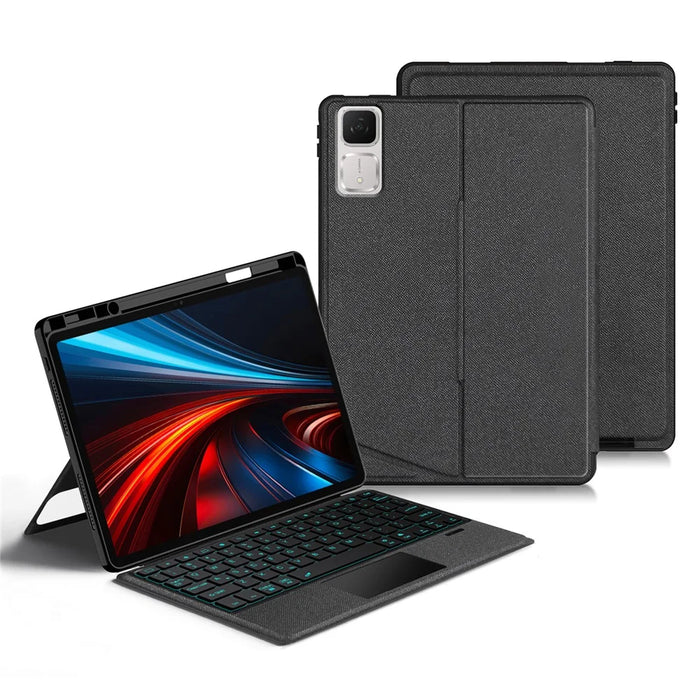 For Honor Pad GT Leather Case + Bluetooth-Compatible Keyboard with Backlight Trackpad - 1