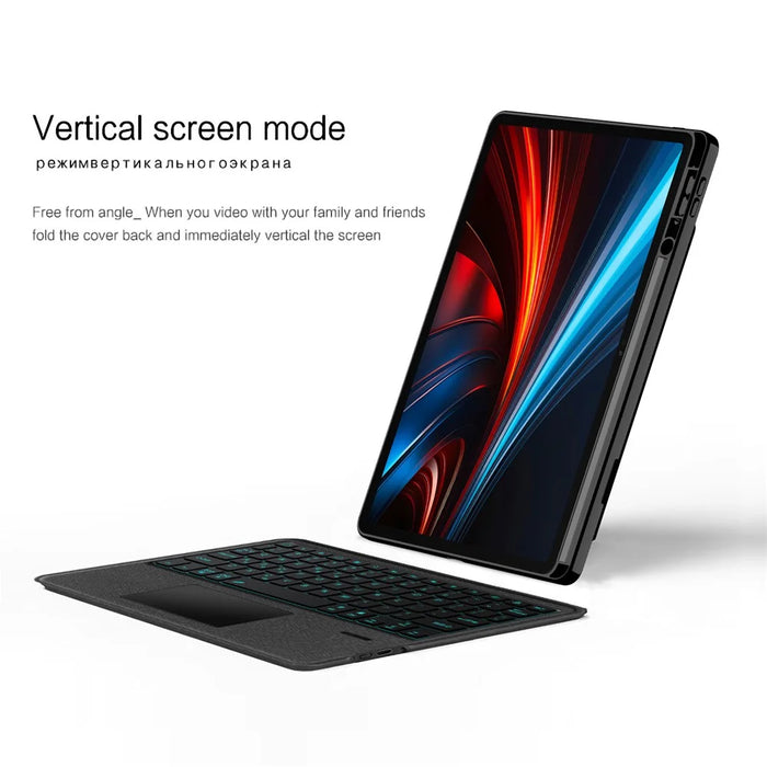 For Honor Pad GT Leather Case + Bluetooth-Compatible Keyboard with Backlight Trackpad - 4