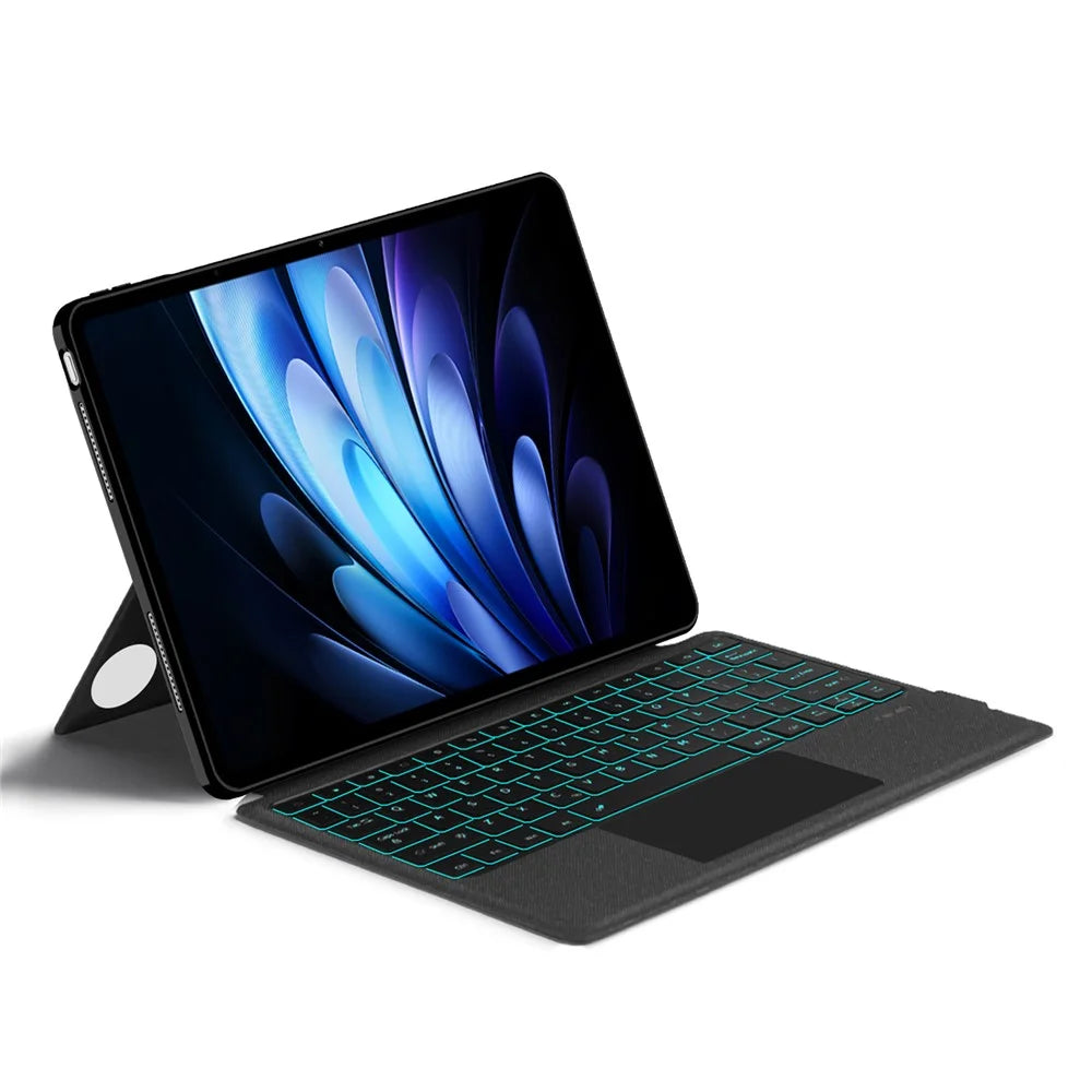 For vivo Pad5 Pro Leather Case + Bluetooth-Compatible Keyboard with Backlight Trackpad - 2