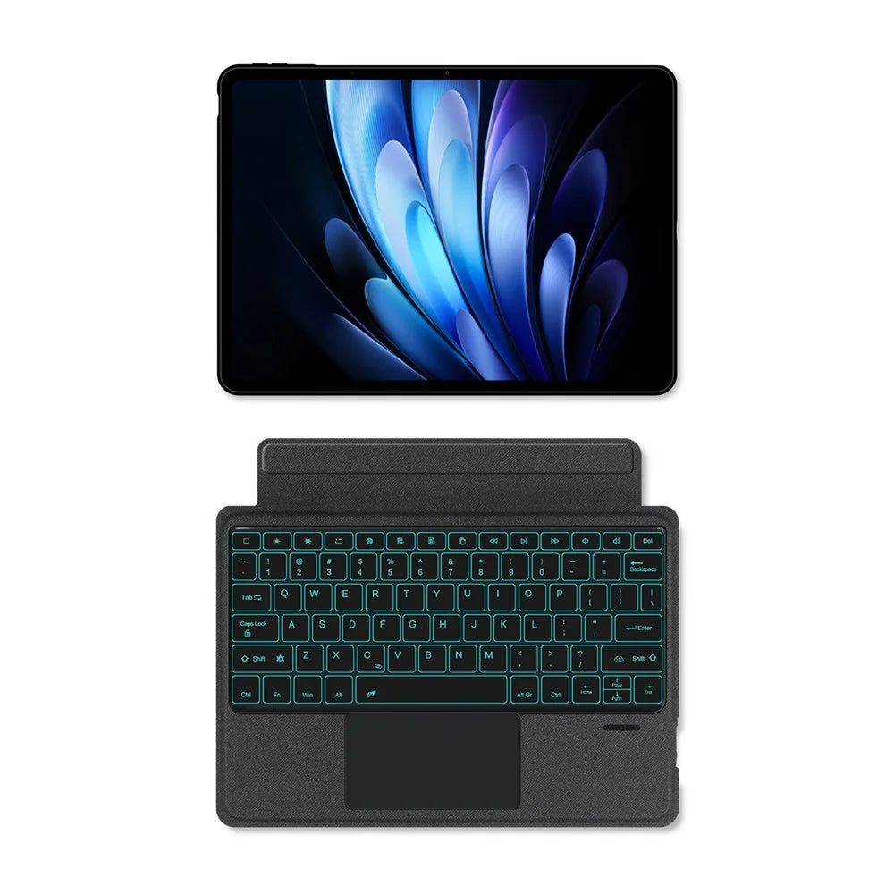 For vivo Pad5 Pro Leather Case + Bluetooth-Compatible Keyboard with Backlight Trackpad - 3