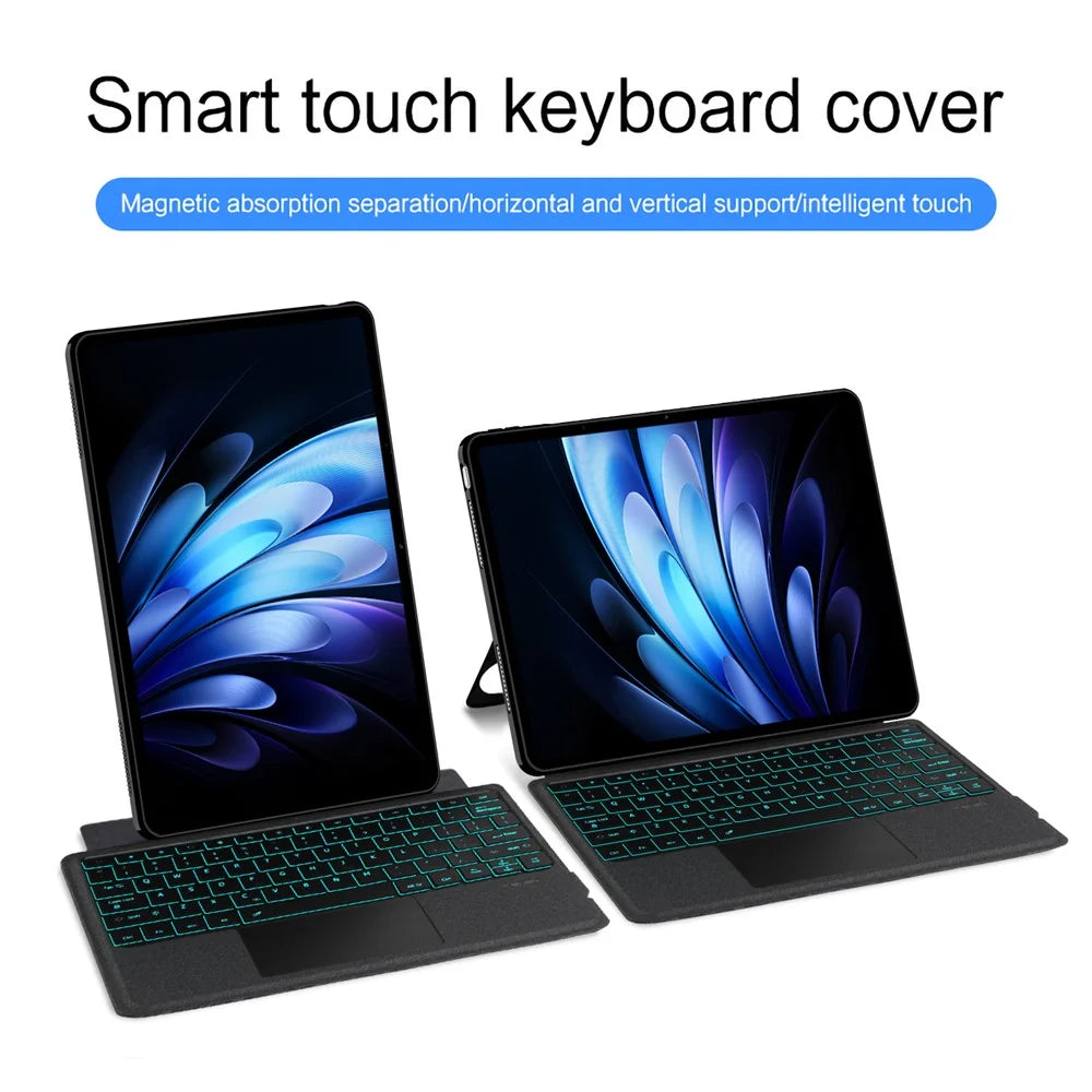 For vivo Pad5 Pro Leather Case + Bluetooth-Compatible Keyboard with Backlight Trackpad - 4