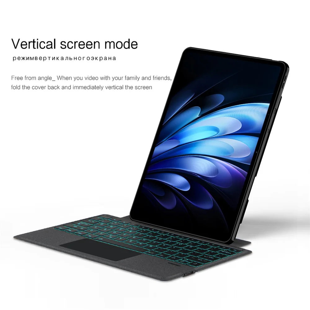 For vivo Pad5 Pro Leather Case + Bluetooth-Compatible Keyboard with Backlight Trackpad - 5