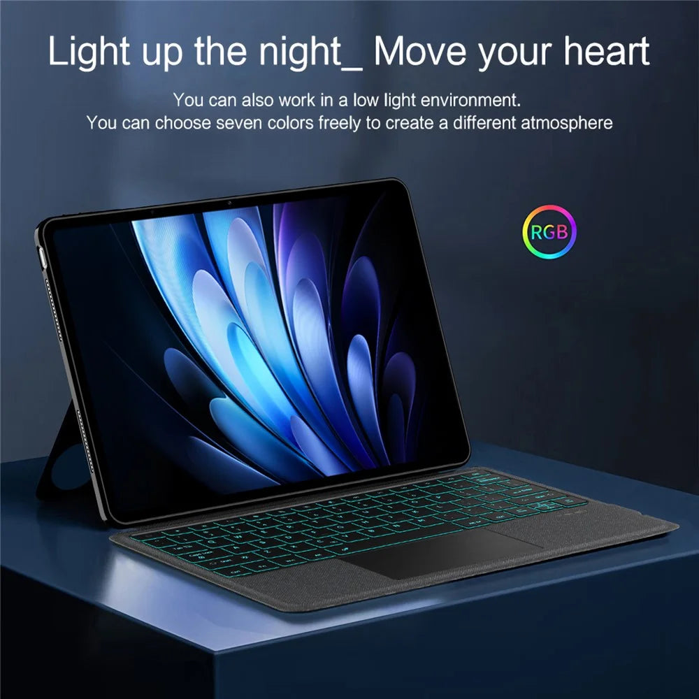 For vivo Pad5 Pro Leather Case + Bluetooth-Compatible Keyboard with Backlight Trackpad - 6