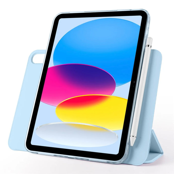 For iPad (2025)  /  10.9 (2022) Case Folding Stand Magnetic Leather Tablet Cover - Baby Blue - 3