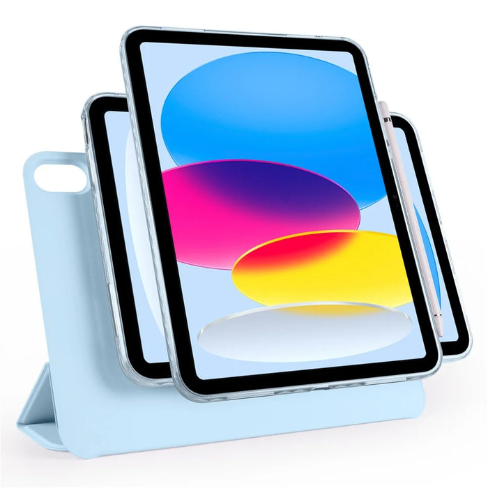 For iPad (2025)  /  10.9 (2022) Case Folding Stand Magnetic Leather Tablet Cover - Baby Blue - 5
