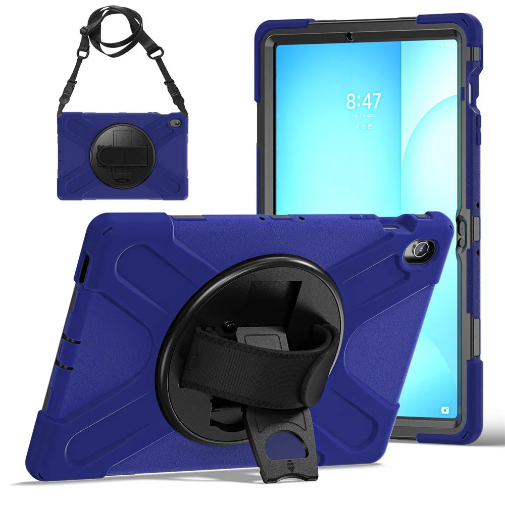 For Samsung Galaxy Tab S10 FE+ SM-X620  /  SM-X626B Kickstand Case TPU PC Silicone Tablet Cover with Shoulder Strap - Navy Blue - 3