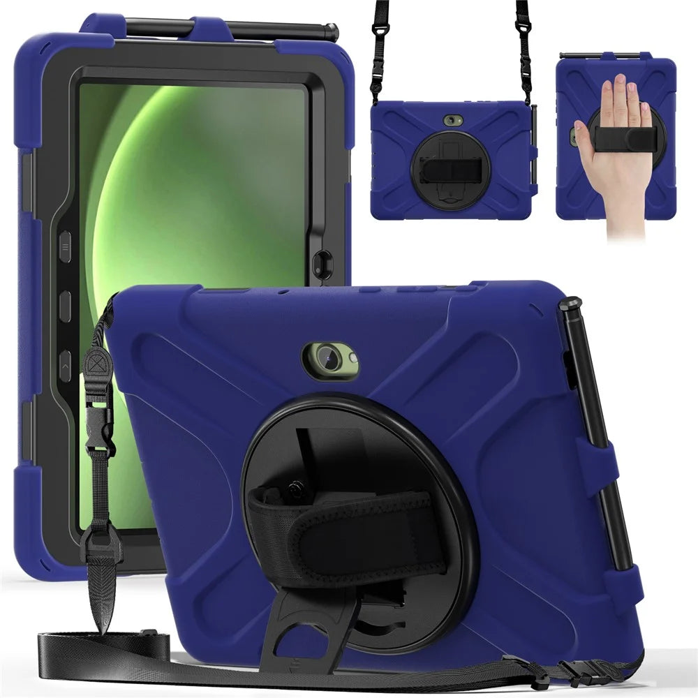 For Samsung Galaxy Tab Active5 Pro X350 / X356B / Active Pro T540 / T545 / T547 / Active4 Pro T630 / T636 Kickstand Case Cover with Shoulder Strap - Navy Blue - 2