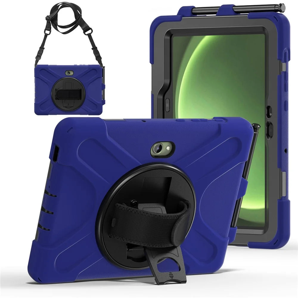 For Samsung Galaxy Tab Active5 Pro X350 / X356B / Active Pro T540 / T545 / T547 / Active4 Pro T630 / T636 Kickstand Case Cover with Shoulder Strap - Navy Blue - 3