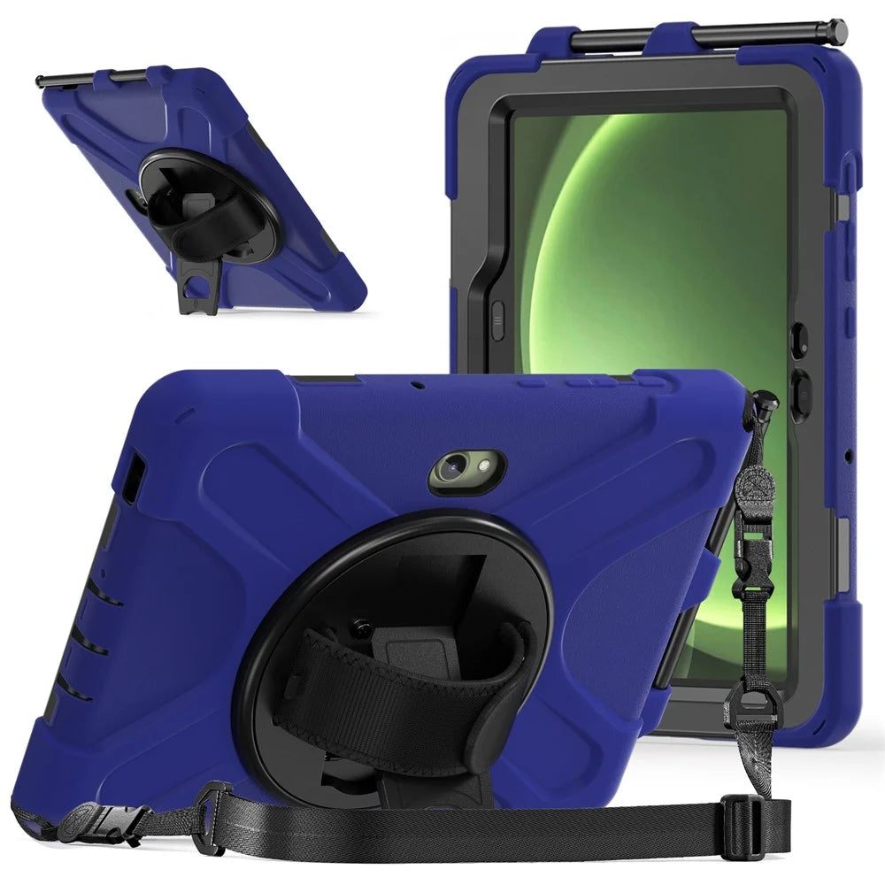 For Samsung Galaxy Tab Active5 Pro X350 / X356B / Active Pro T540 / T545 / T547 / Active4 Pro T630 / T636 Kickstand Case Cover with Shoulder Strap - Navy Blue - 5