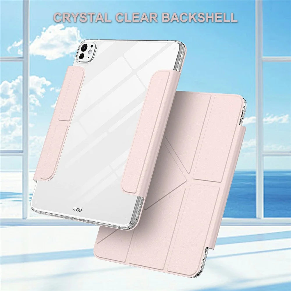 For iPad Pro 11 (2025) / 11 (2024) Tablet Case Stand Magnetic Detachable PU Leather Cover with Auto Wake / Sleep - Pink - 2