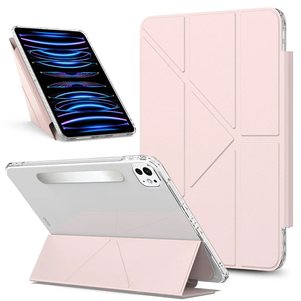 For iPad Pro 13 (2025) / 13 (2024) Tablet Case Stand Magnetic Detachable PU Leather Cover with Auto Wake  /  Sleep - Pink - 1