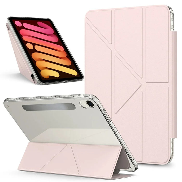 For iPad mini (2024)  /  (2021) Tablet Case Stand Magnetic Detachable PU Leather Cover with Auto Wake  /  Sleep - Pink - 1