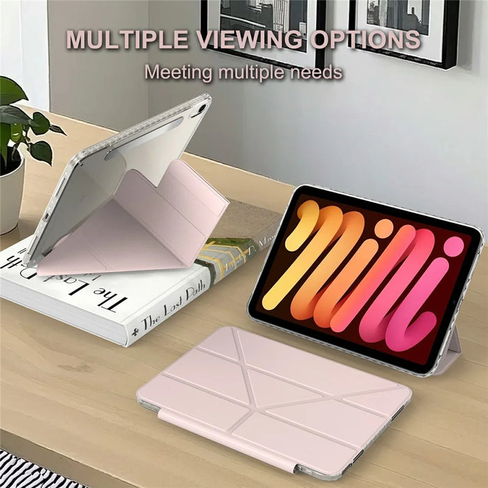 For iPad mini (2024)  /  (2021) Tablet Case Stand Magnetic Detachable PU Leather Cover with Auto Wake  /  Sleep - Pink - 4
