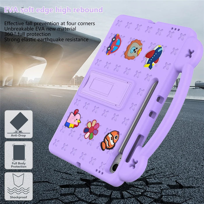For Samsung Galaxy Tab S10 FE+ Case Kids Cartoon Patterns Hand Grip Kickstand Tablet EVA Cover - Purple - 6
