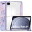 For Samsung Galaxy Tab A9 Tablet Case Tri-Fold Stand Pattern Printing Clear Acrylic Leather Cover - Purple Marble - 1