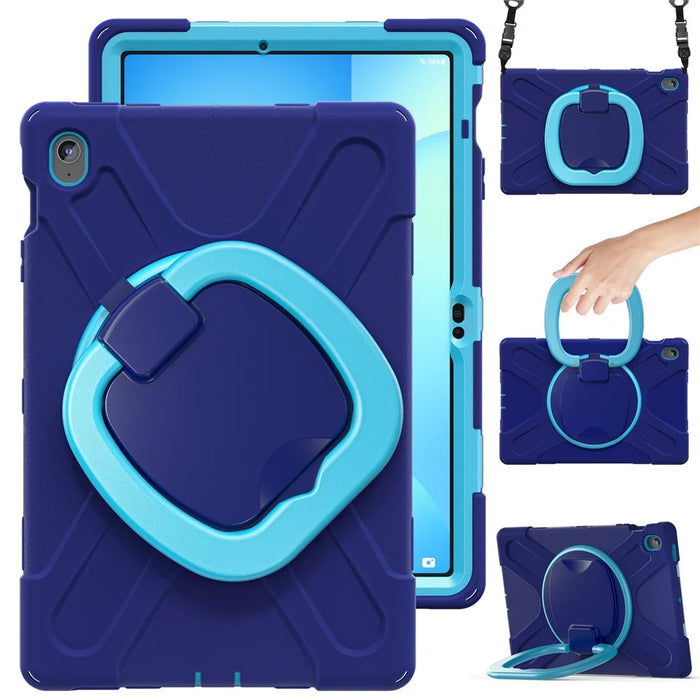Tablet Case with Shoulder Strap for Samsung Galaxy Tab S10 FE+ SM-X620 / SM-X626B TPU + PC + Silicone Kickstand Cover - Navy Blue - 4
