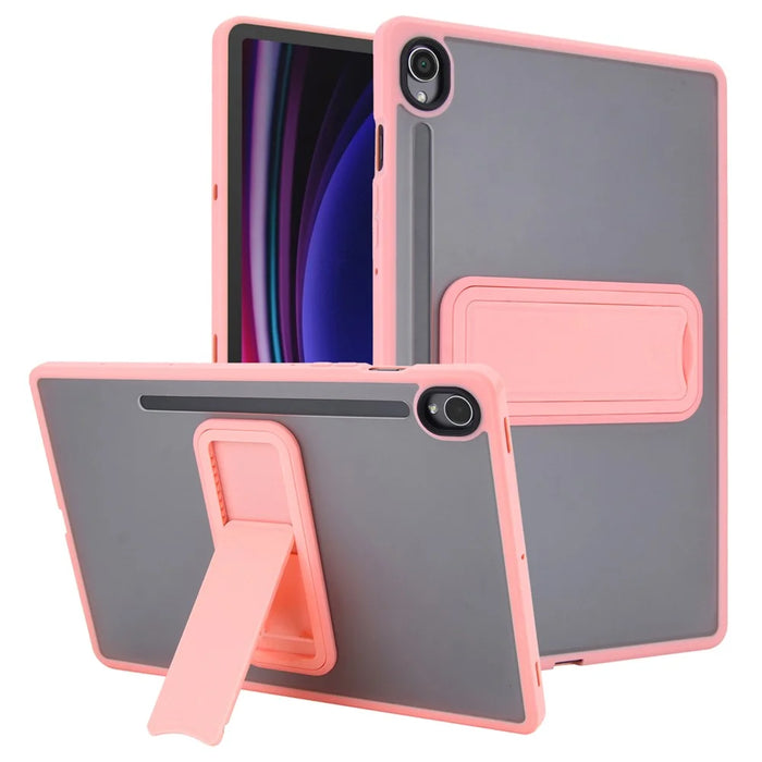 For Samsung Galaxy Tab S10 FE / Tab S9 FE / Tab S9 Case with Kickstand TPU + PC Skin-Touch Tablet Cover - Pink - 1