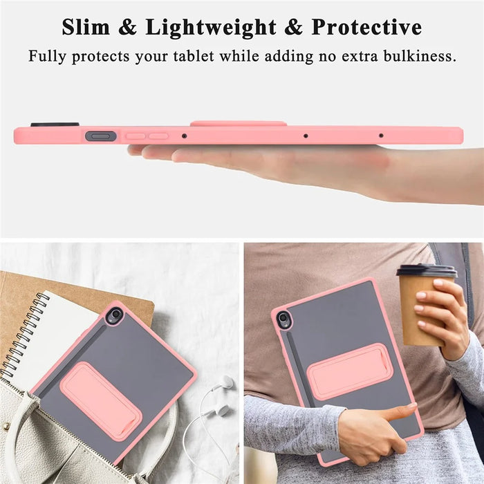 For Samsung Galaxy Tab S10 FE / Tab S9 FE / Tab S9 Case with Kickstand TPU + PC Skin-Touch Tablet Cover - Pink - 3