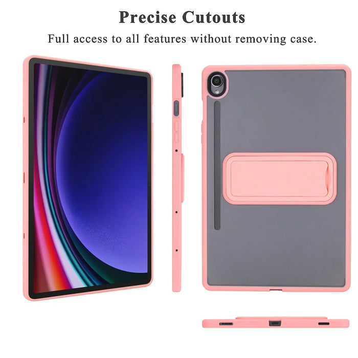 For Samsung Galaxy Tab S10 FE / Tab S9 FE / Tab S9 Case with Kickstand TPU + PC Skin-Touch Tablet Cover - Pink - 4