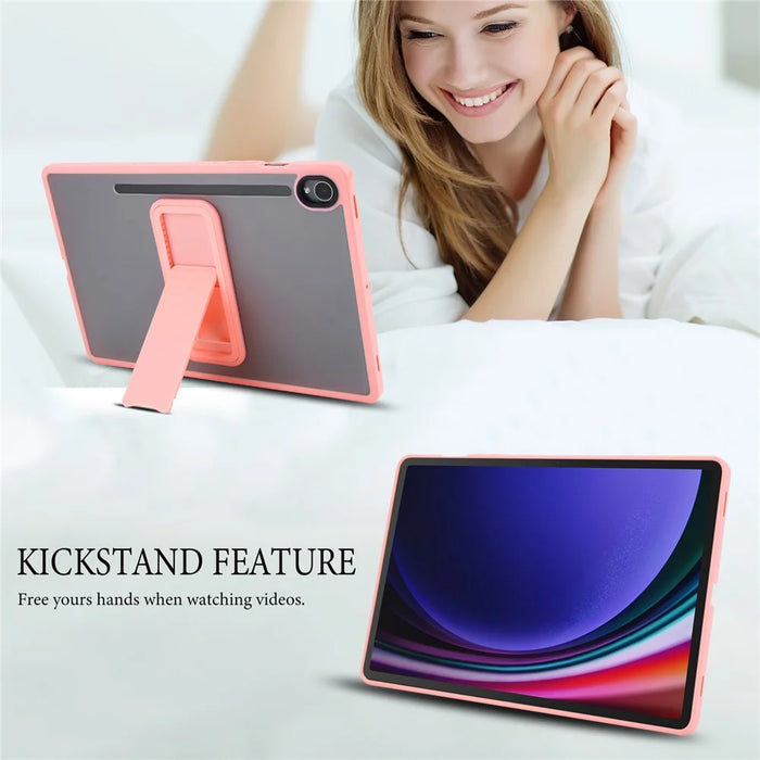 For Samsung Galaxy Tab S10 FE / Tab S9 FE / Tab S9 Case with Kickstand TPU + PC Skin-Touch Tablet Cover - Pink - 6