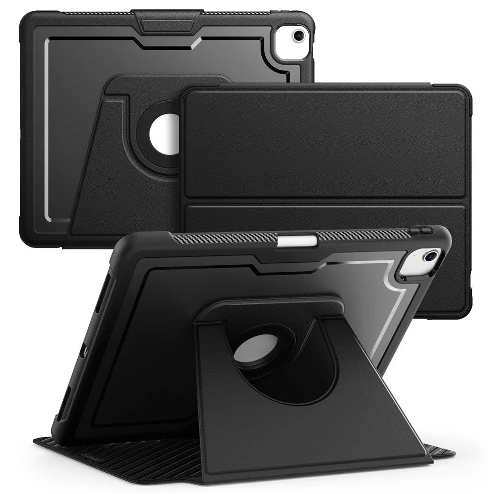 Tablet Case for iPad Air 13 (2026) / (2025) / (2024) / Pro 12.9 (2022) / (2021) / (2020) / (2018) Detachable PC + TPU + PU Leather Flip Cover - Black - 1