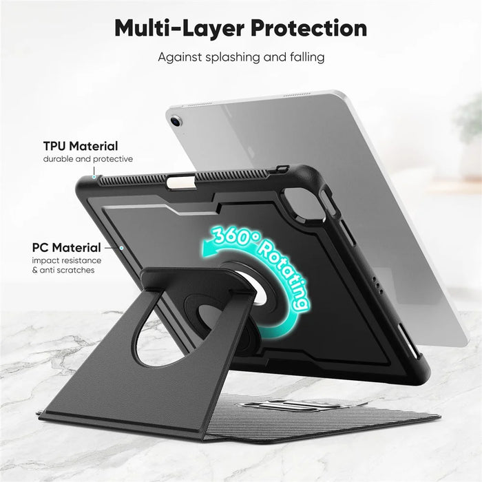 Tablet Case for iPad Air 13 (2026) / (2025) / (2024) / Pro 12.9 (2022) / (2021) / (2020) / (2018) Detachable PC + TPU + PU Leather Flip Cover - Black - 4