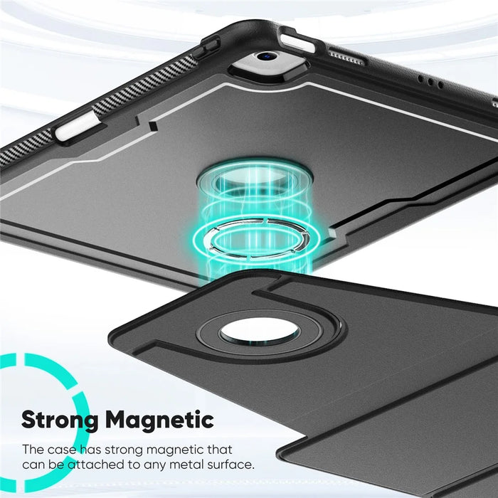 Tablet Case for iPad Air 13 (2026) / (2025) / (2024) / Pro 12.9 (2022) / (2021) / (2020) / (2018) Detachable PC + TPU + PU Leather Flip Cover - Black - 5