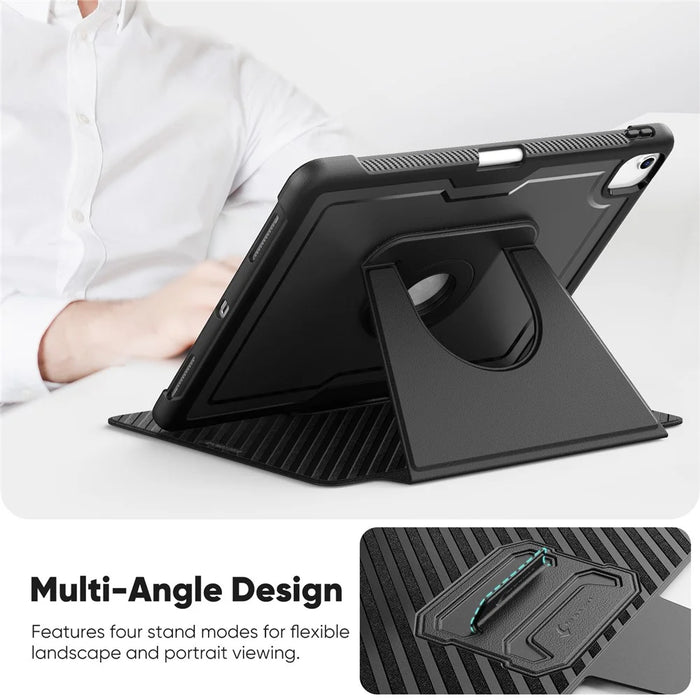 Tablet Case for iPad Air 13 (2026) / (2025) / (2024) / Pro 12.9 (2022) / (2021) / (2020) / (2018) Detachable PC + TPU + PU Leather Flip Cover - Black - 6