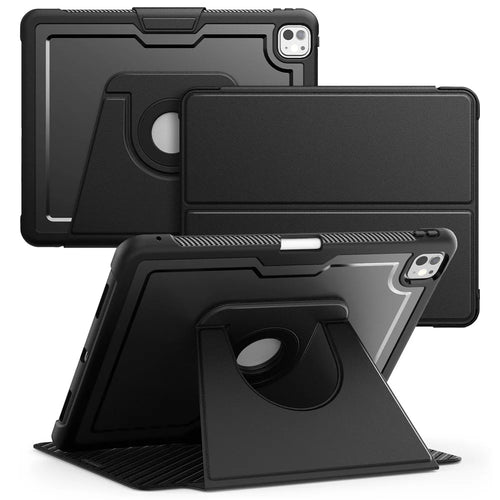 Tablet Case for iPad Pro 13 (2025) / 13 (2024) Detachable PC + TPU + PU Leather Flip Cover - Black - 1