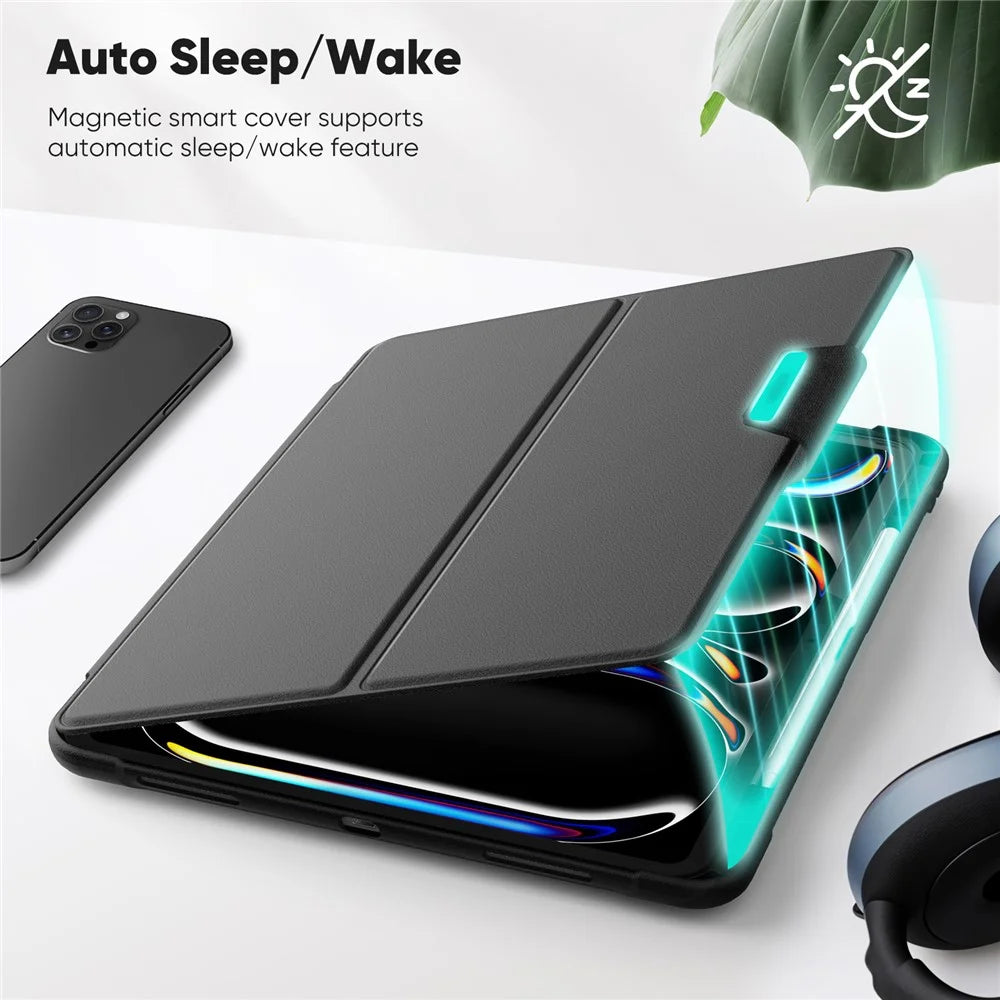 Tablet Case for iPad Pro 13 (2025) / 13 (2024) Detachable PC + TPU + PU Leather Flip Cover - Black - 4