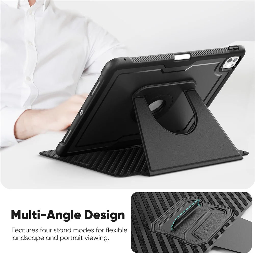 Tablet Case for iPad Pro 13 (2025) / 13 (2024) Detachable PC + TPU + PU Leather Flip Cover - Black - 7
