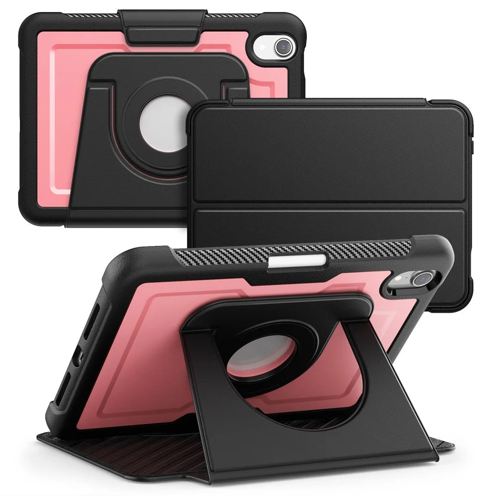 For iPad mini (2024)  /  (2021) Tablet Case Detachable PC + TPU + PU Leather Flip Cover - Pink - 1