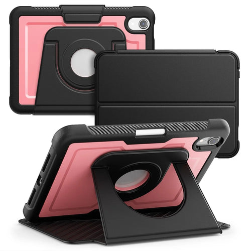 For iPad mini (2024)  /  (2021) Tablet Case Detachable PC + TPU + PU Leather Flip Cover - Pink - 1