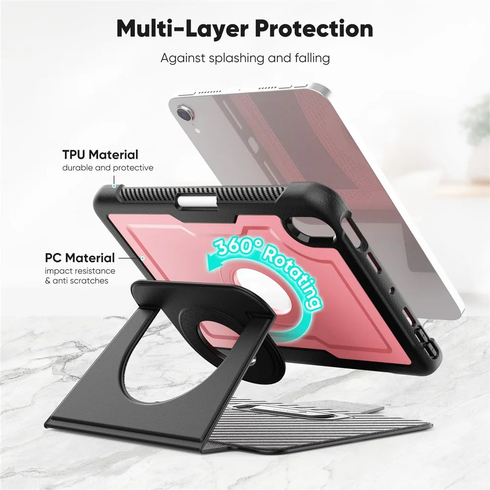 For iPad mini (2024)  /  (2021) Tablet Case Detachable PC + TPU + PU Leather Flip Cover - Pink - 5