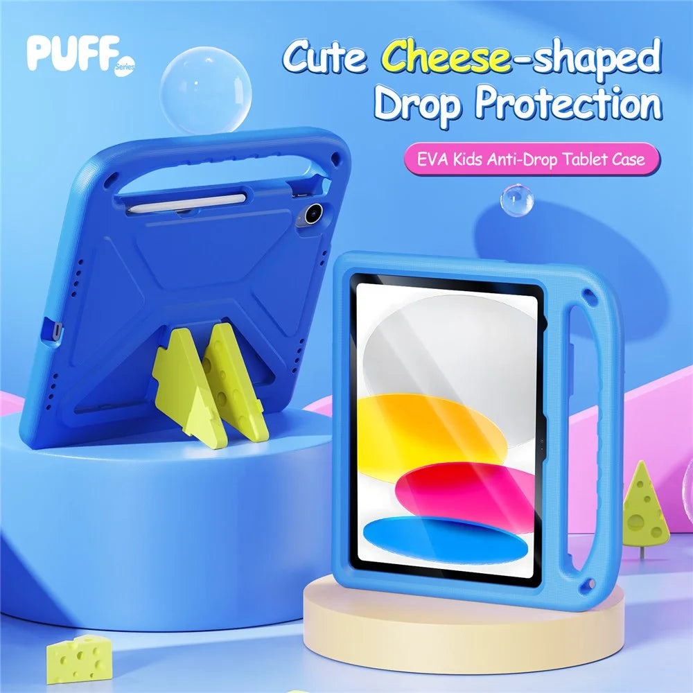 DUX DUCIS For iPad (2025) / iPad 10.9 (2022) Tablet Case with Kickstand  Puff Series EVA Kids Shockproof Cover - Blue - 3